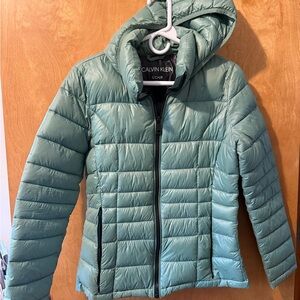 Calvin Klein Black and Green Puffer Jacket